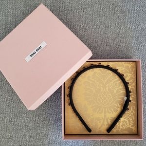 Authentic Miu Miu Jeweled Nappa Headband